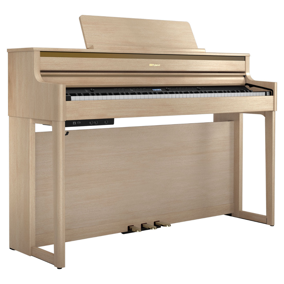 Roland HP-704 Digital Upright Piano with Stand - Light Oak - Bananas at Large®