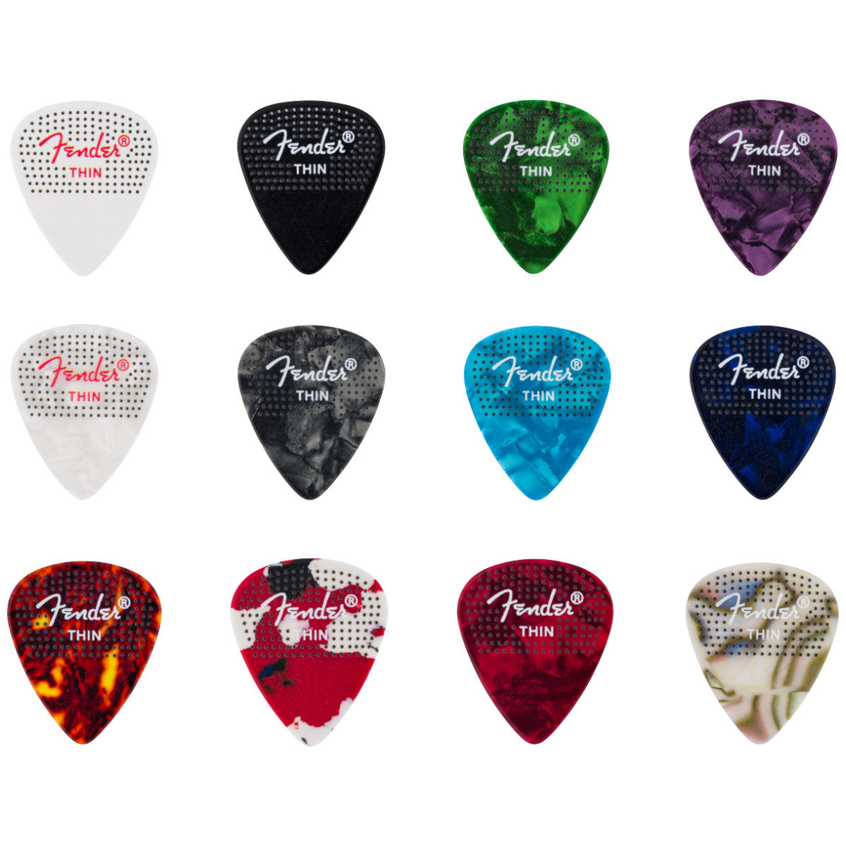 Fender 351 Dotted Celluloid Picks, 12-Pack, Thin - Bananas at Large®