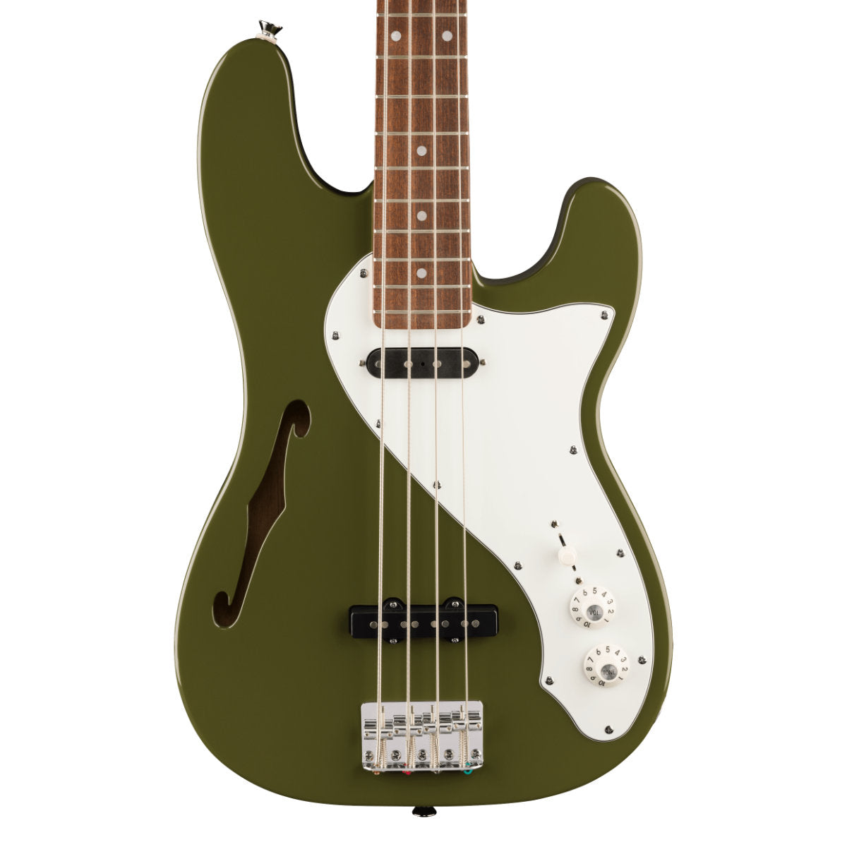 Squier Paranormal Precision Bass Thinline SJ - Laurel Fingerboard - Parchment Pickguard - Olive