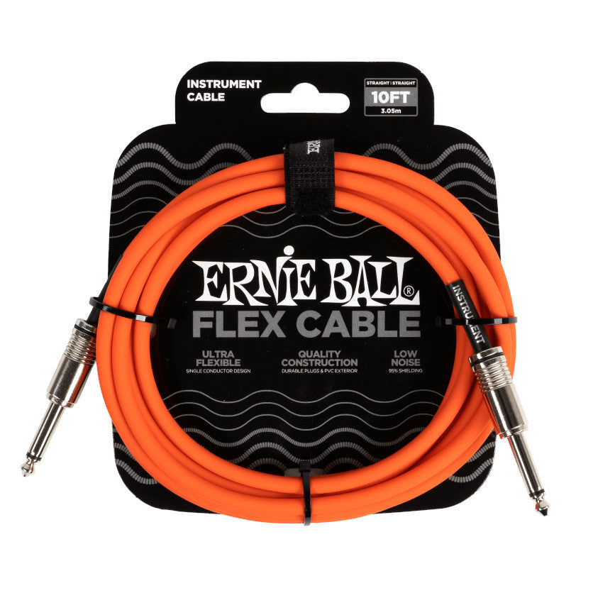 Ernie Ball Flex Instrument Cable Straight/Straight - Orange - 10 ft. - Bananas at Large®