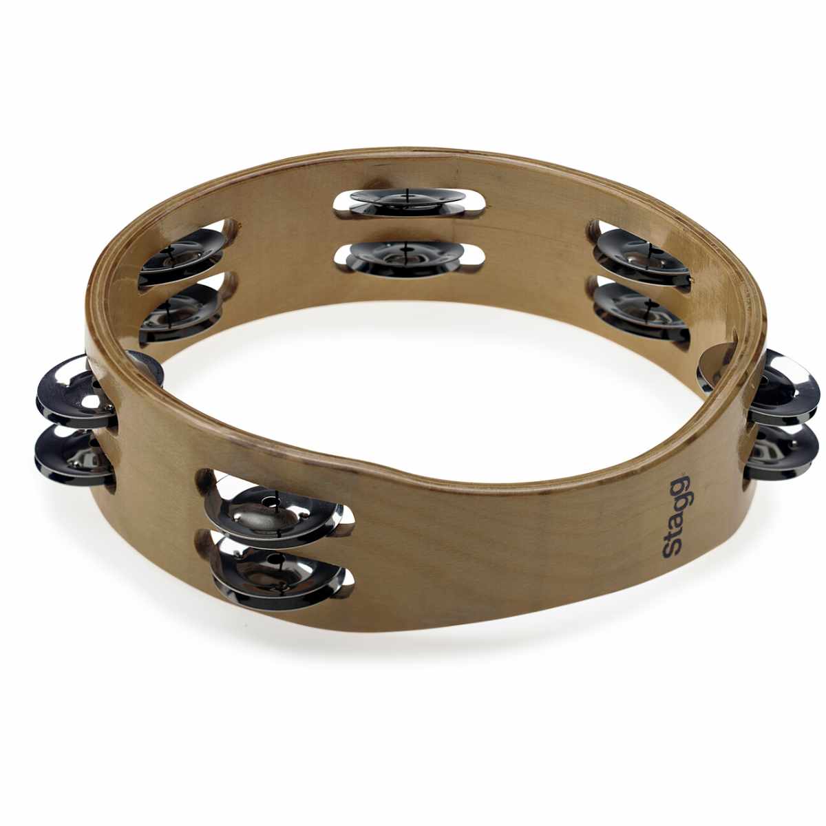 Stagg Headless Wooden Tambourine - 8in - 2 Rows of Jingles - Bananas at Large®