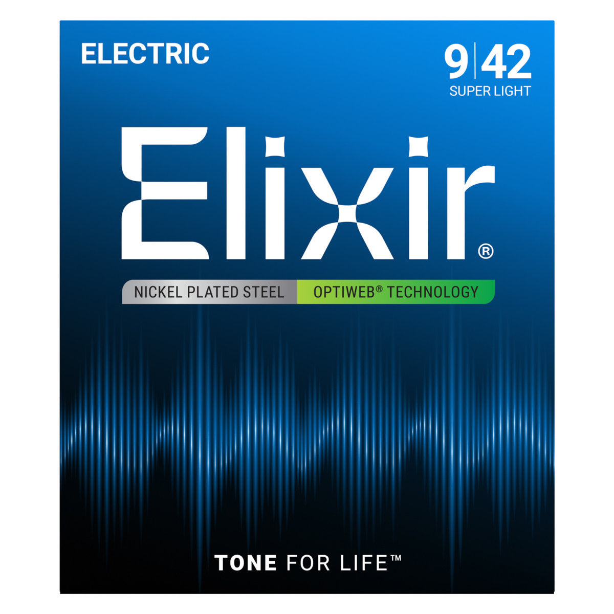 Elixir 19002 Electric Guitar Strings Nickel Plated Steel w/ Optiweb Coating - Super Light 9-42