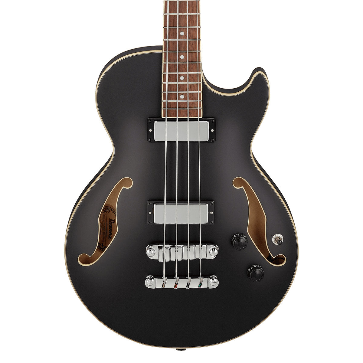 Ibanez AGB200 Artcore Semi-Hollow Electric Bass - Black Flat - Bananas at Large®