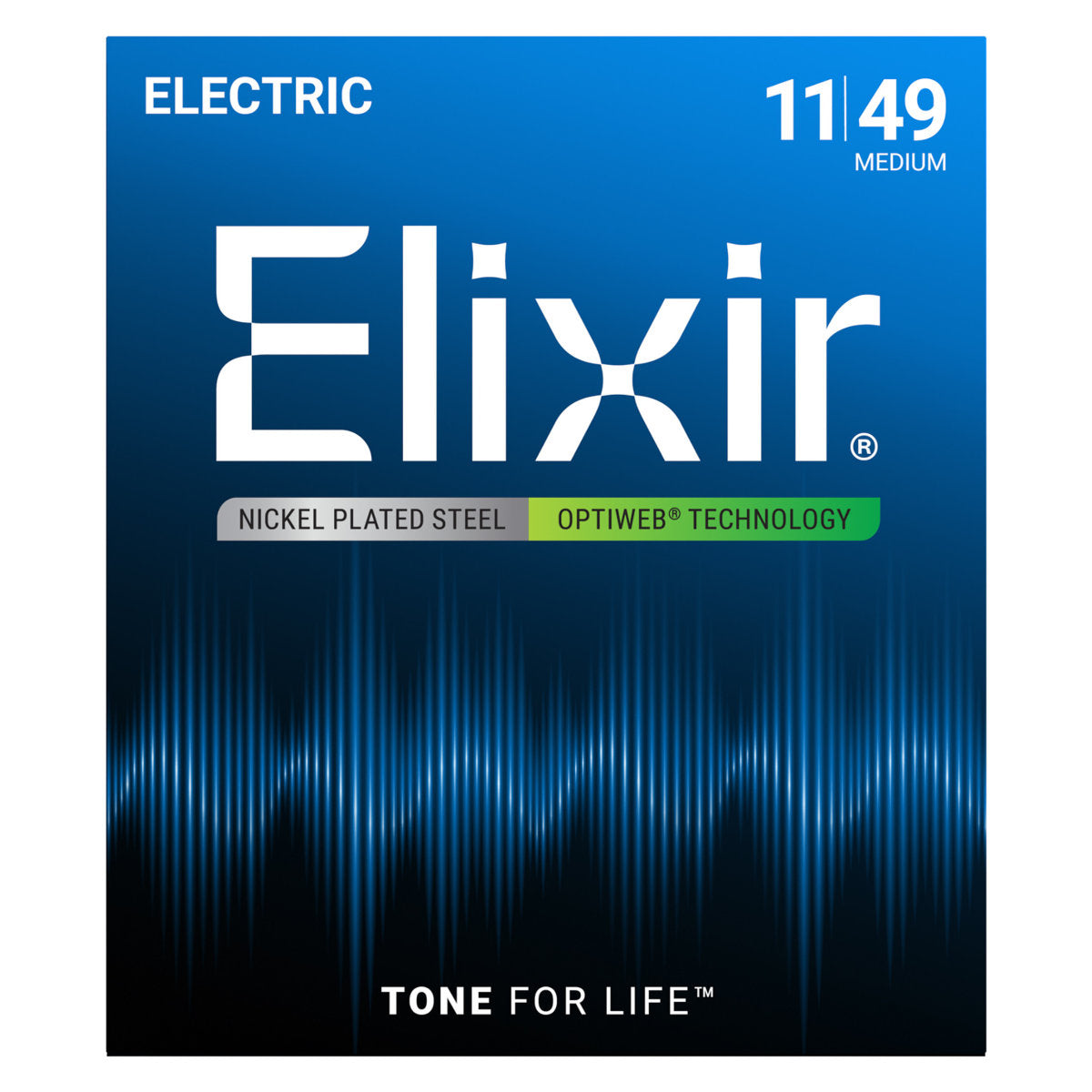Elixir 19102 Electric Guitar Strings Nickel Plated Steel w/ Optiweb Coating - Medium 11-49 - Bananas at Large®