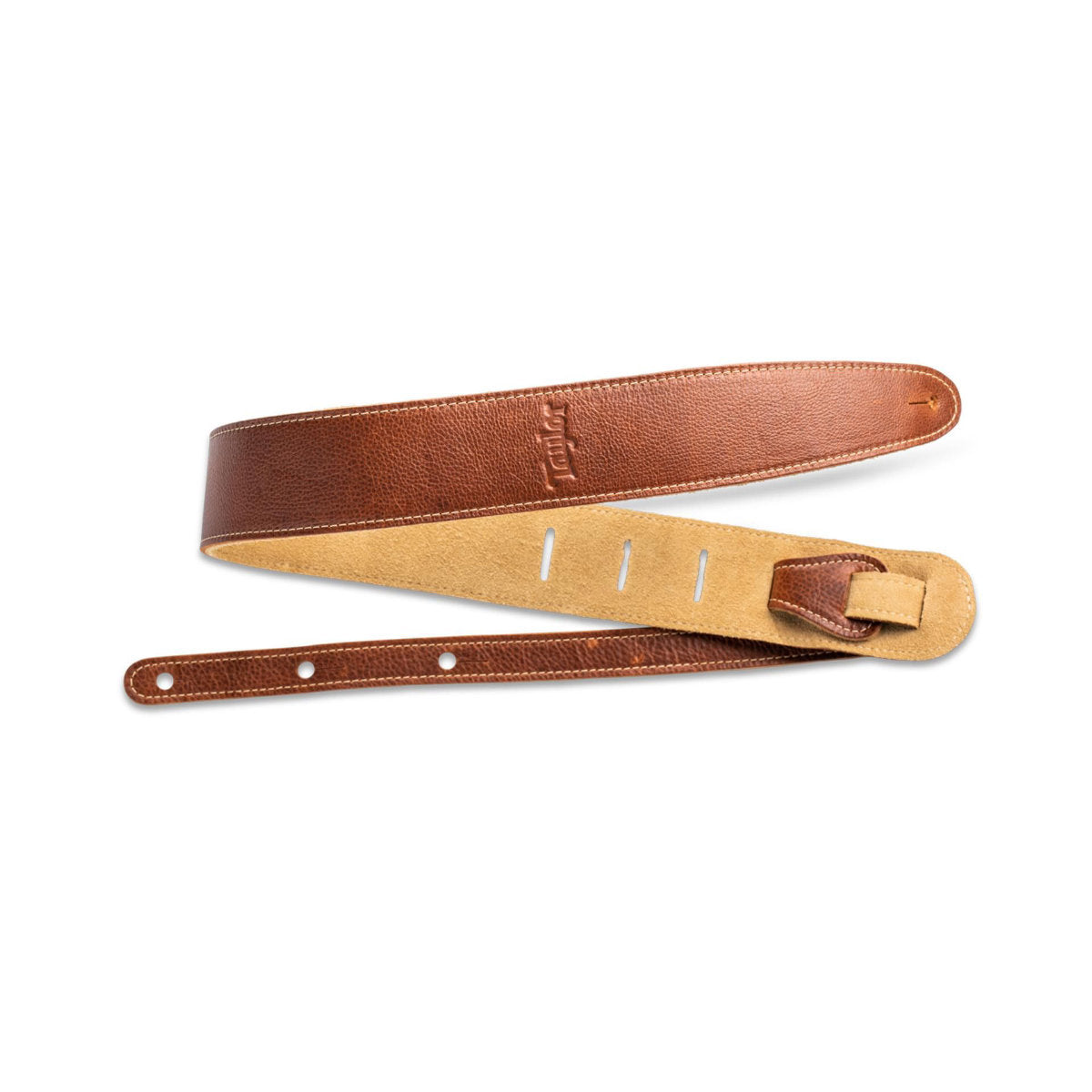 Taylor 2.5" Leather Guitar Strap - Suede Back - Medium Brown