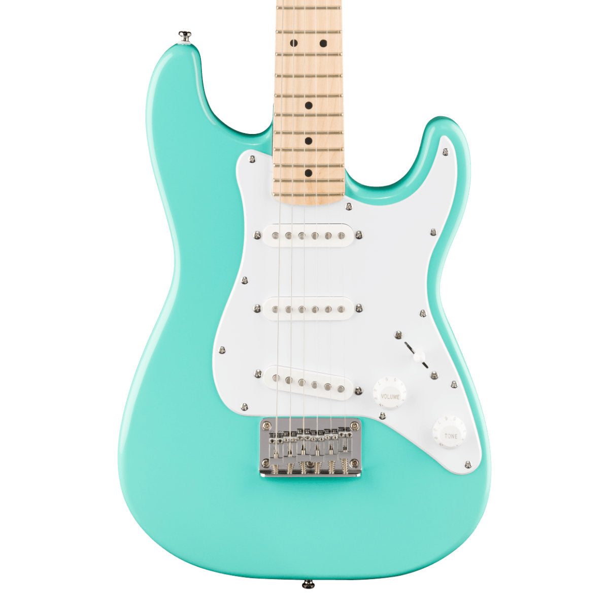 Squier Mini Stratocaster Electric Guitar - Maple Fingerboard - White Pickguard - Sea Foam Green