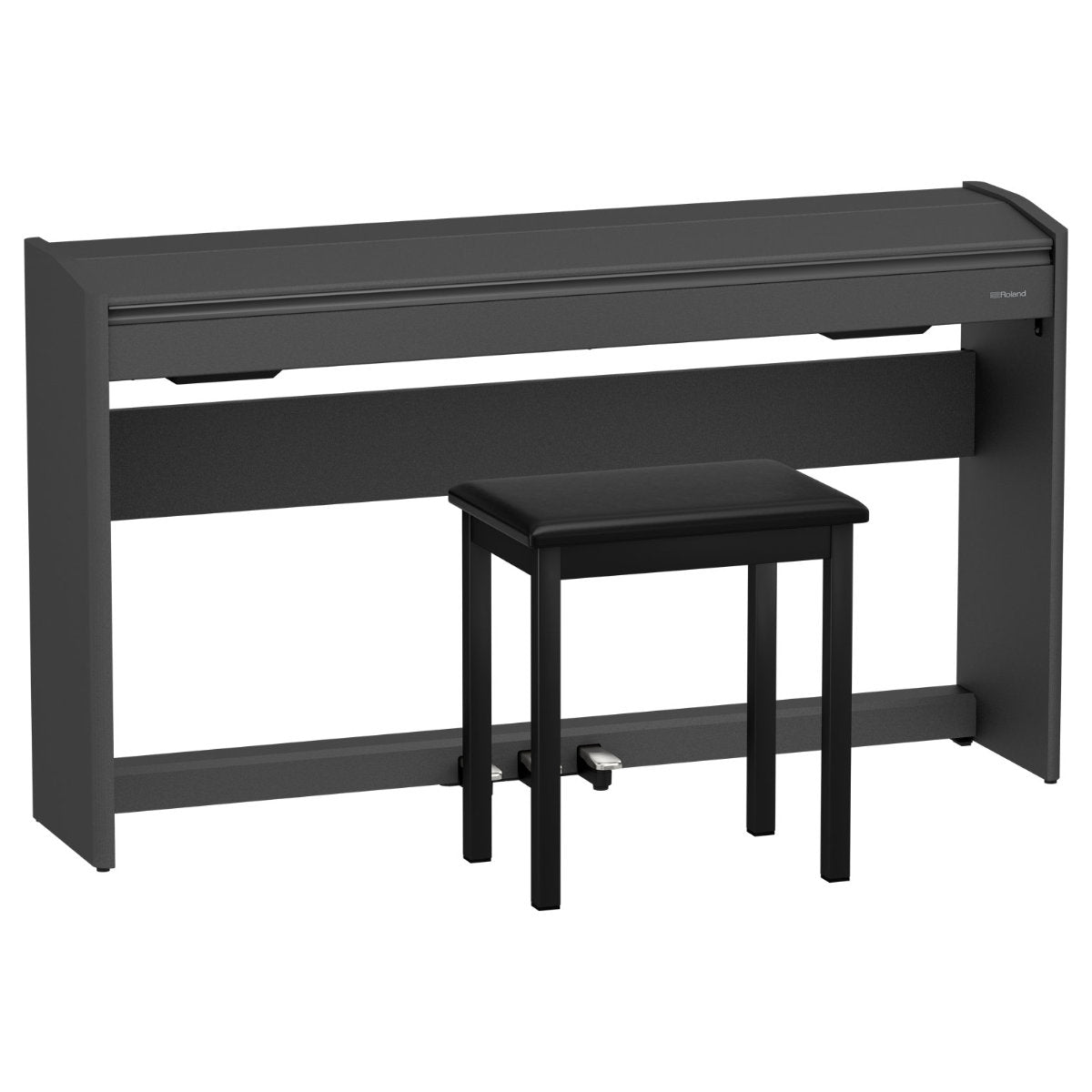 Roland F-107 Digital Upright Piano with Stand, Bench, and Pedals - Black - Bananas at Large®