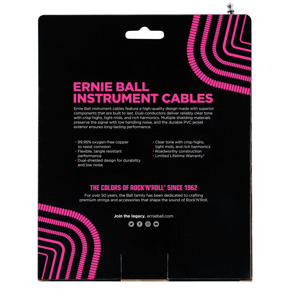 Ernie Ball Coiled Instrument Cable - Straight/Angle - 30 ft. - White - Bananas at Large®
