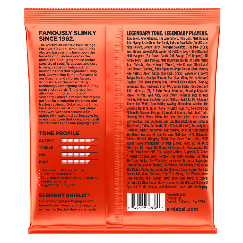 Ernie Ball P02838 Slinky Nickel Wound Long Scale 6-String Electric Bass Strings - 32-130 Gauge