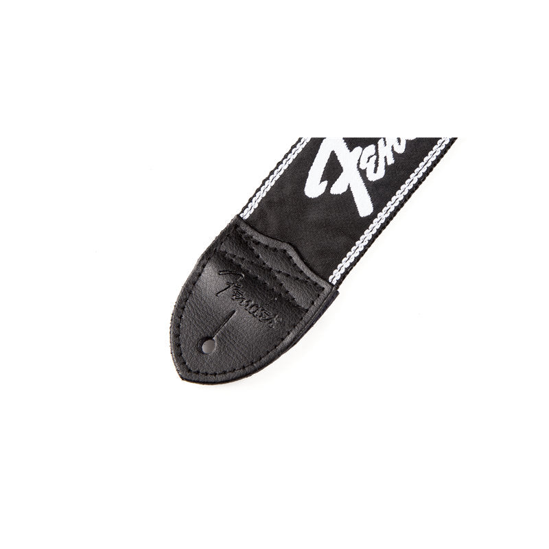 Fender Running Logo Strap - Black/White Logo - 2in - Bananas at Large®