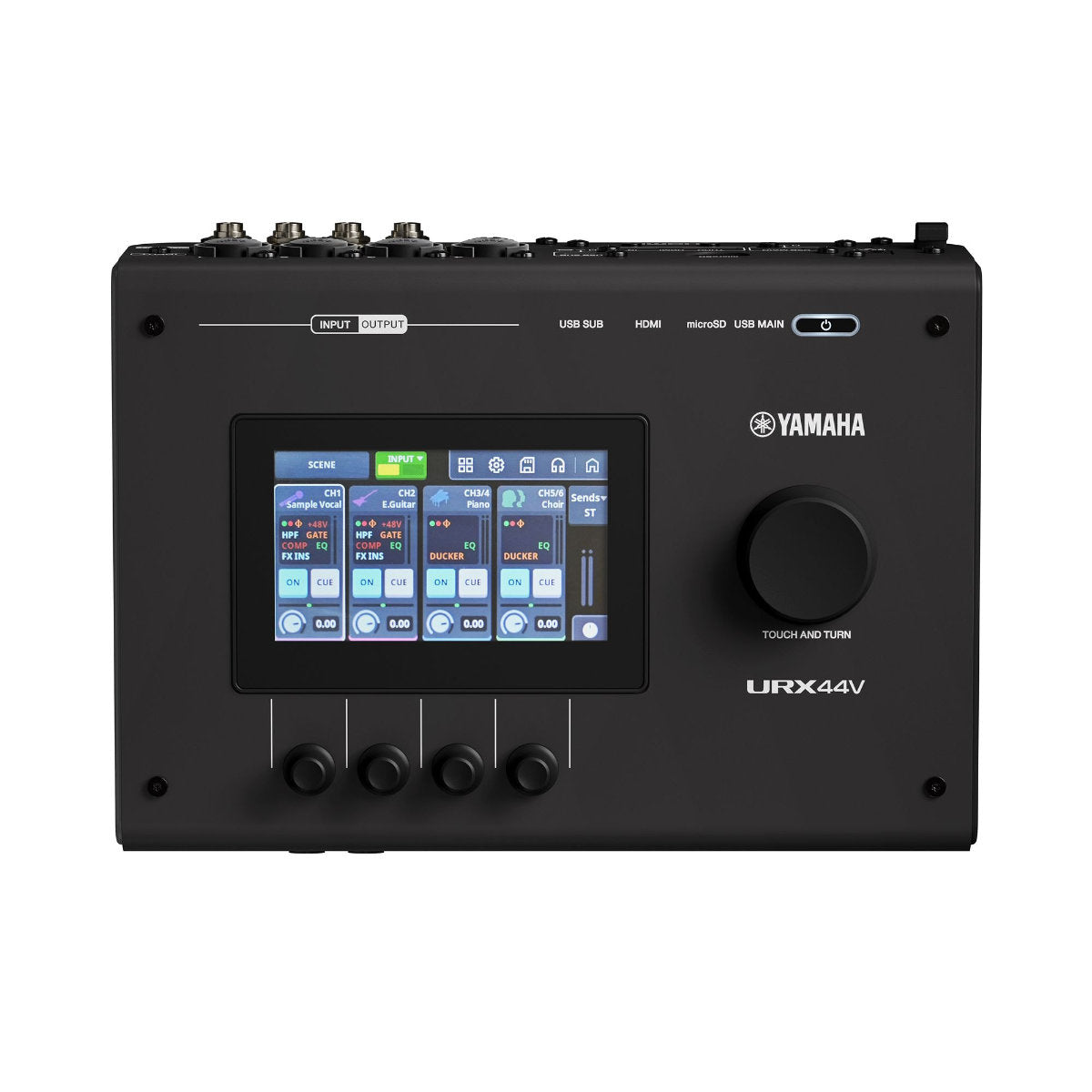 Yamaha URX44V Production Audio/Video Interface w/ Touch Screen & Built-In Effects - Black