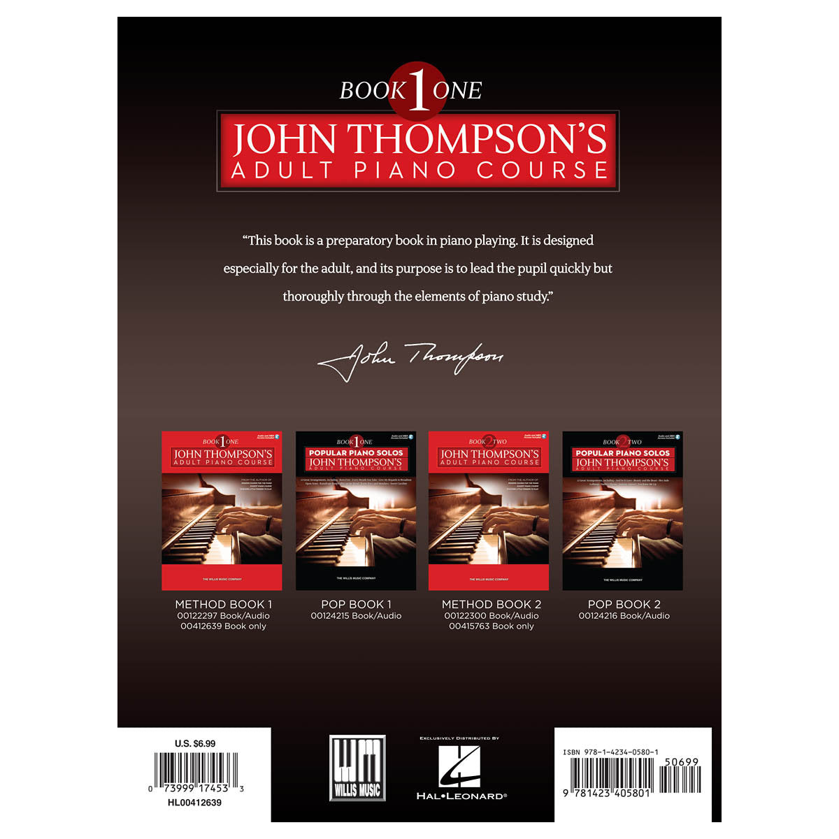 John Thompson's Adult Piano Course - Book 1 Book 1/Elementary Level Softcover by John Thompson Elementary Level