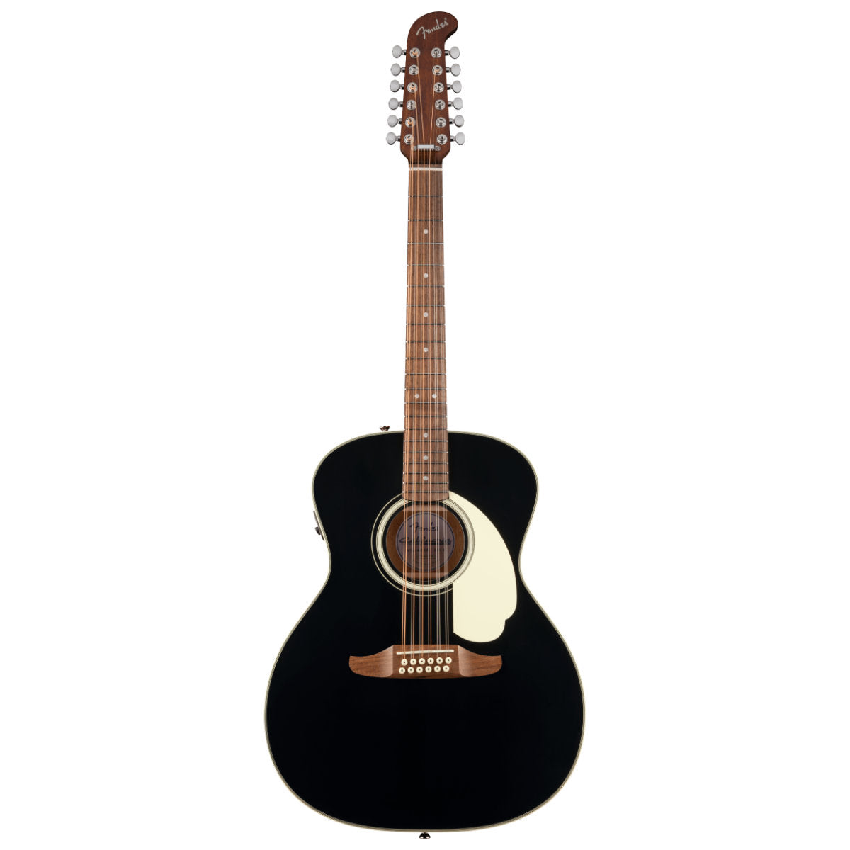Fender California Deluxe Villager E 12-String Acoustic-Electric Guitar - Ivory Pickguard - Black