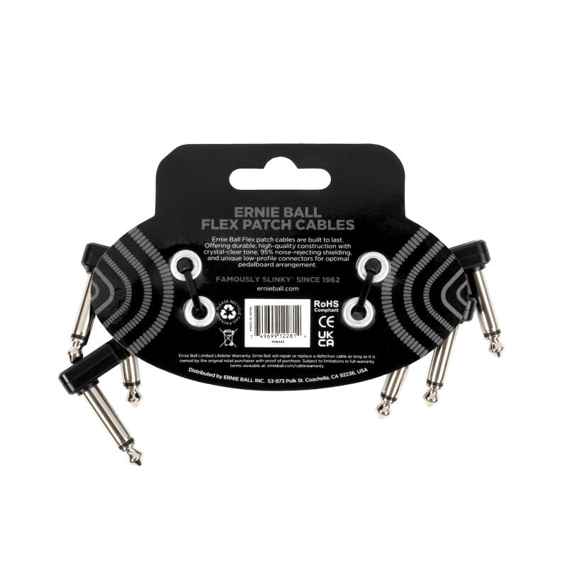 Ernie Ball Flex Patch Cable - 3in - Black - 3 Pack - Bananas at Large®
