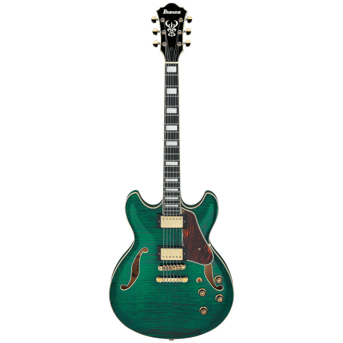 Ibanez AS93FM AS Series Artcore Expressionist Semi-Hollow Electric Guitar - Transparent Moss Green
