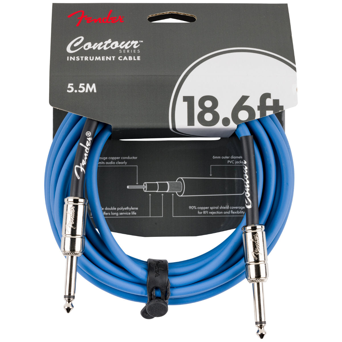 Fender Contour™ Series Instrument Cables - 18.6 ft. - Lake Placid Blue