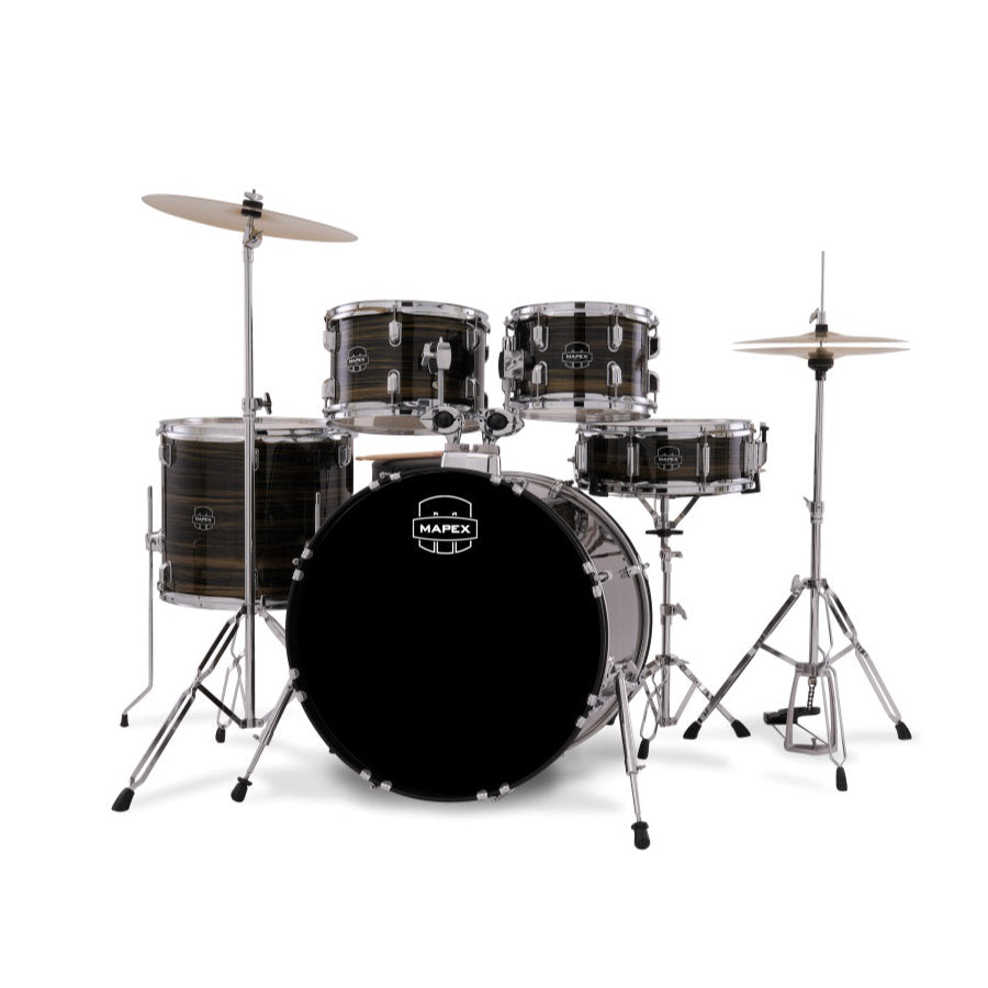 Mapex Comet 5 Piece Complete Drum Set - 22in BD - Ebony Yellow Grain - Bananas at Large®
