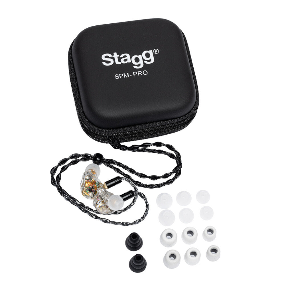 Stagg Superior In-Ear Stage Monitors w/ Premium Hybrid Transducers - Transparent