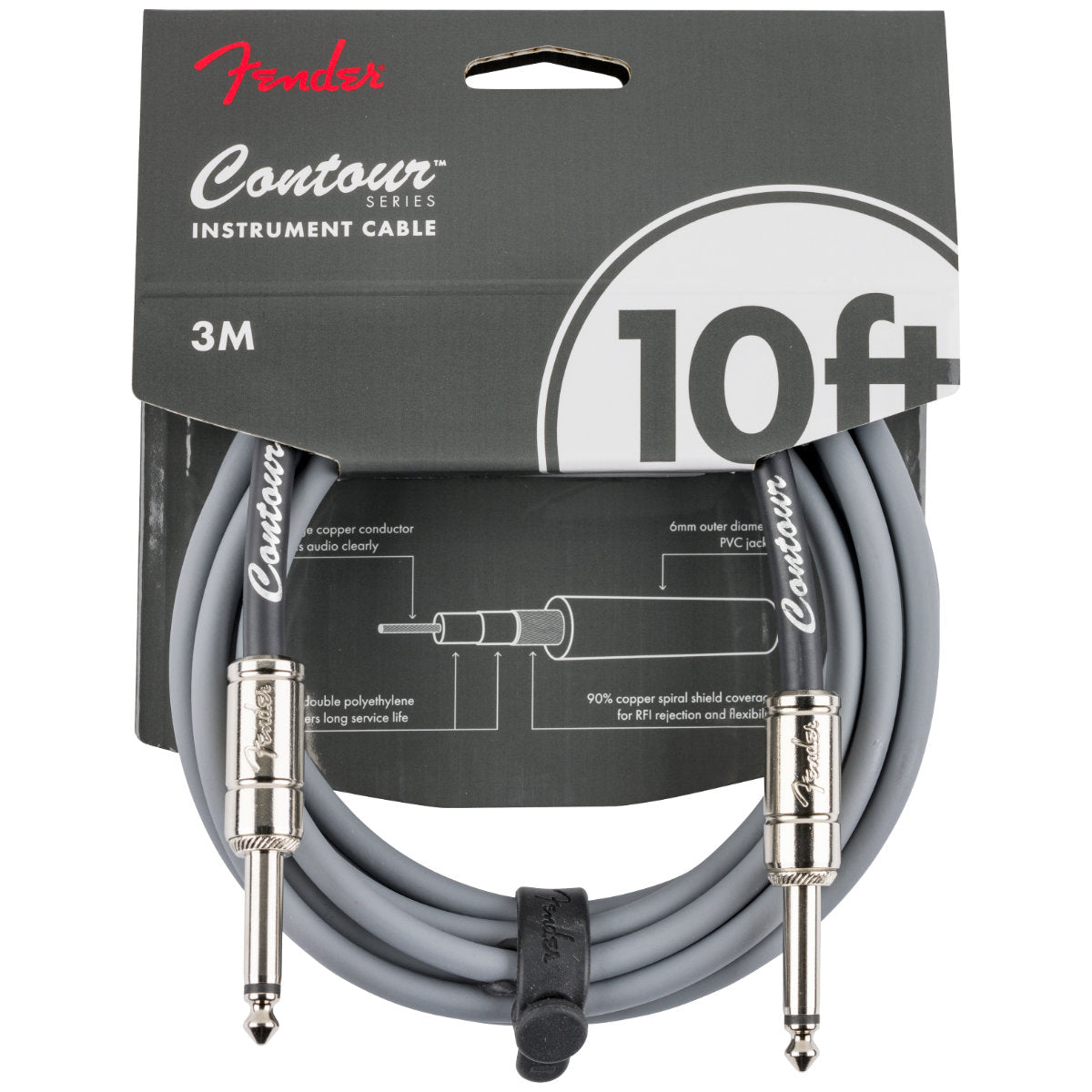 Fender Contour™ Series Instrument Cables - 10ft - Inca Silver - Bananas at Large®