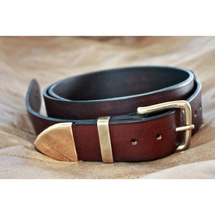 Bear Straps Classic Western Bespoke Handmade Leather Guitar Strap - Brown/Nickel