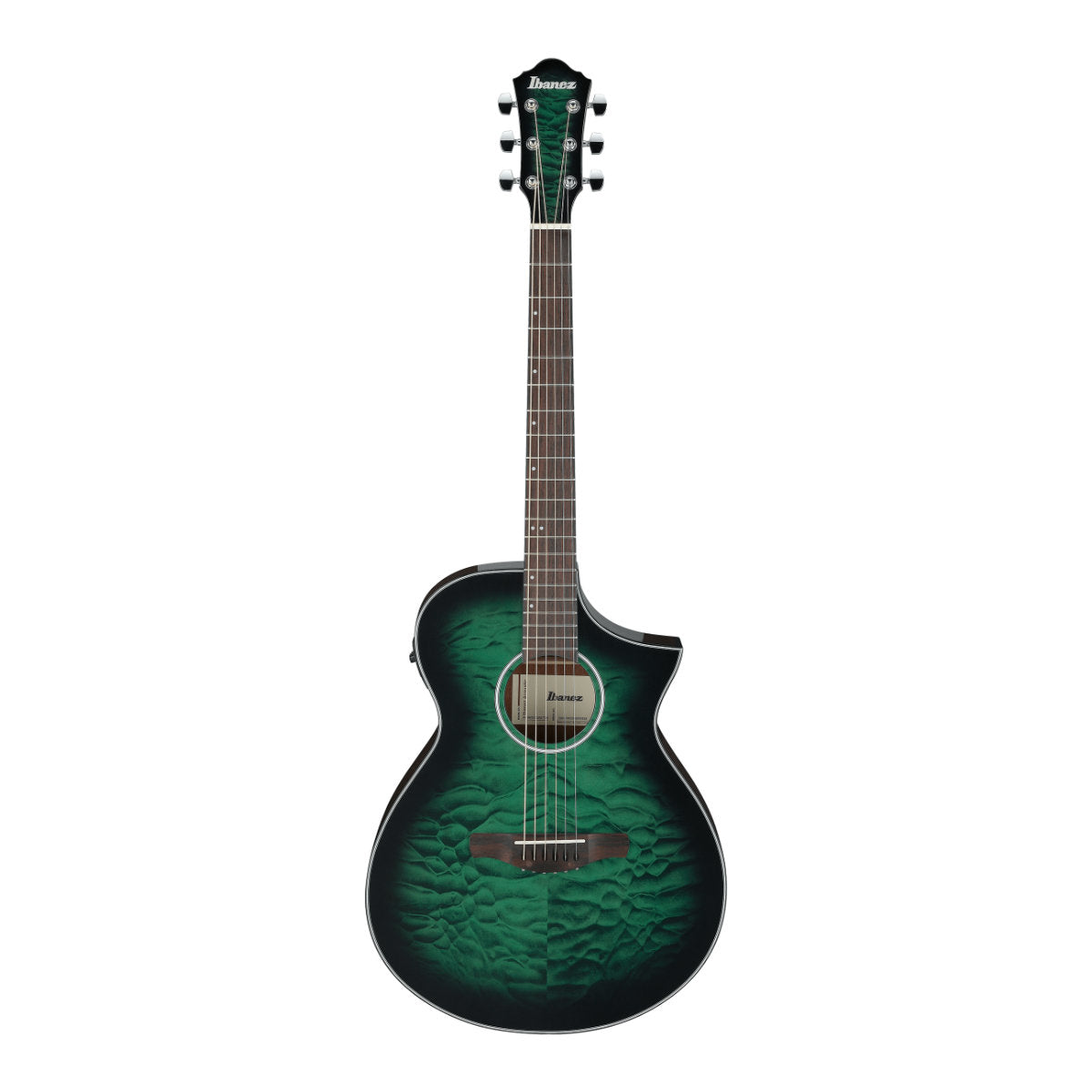 Ibanez AEWC16QA Acoustic-Electric Guitar - Transparent Emerald Burst High Gloss/Natural High Gloss