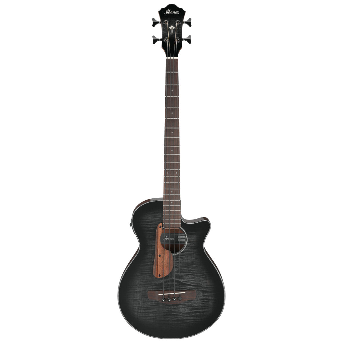 Ibanez Acoustic Bass Series Acoustic-Electric Bass Guitar - Transparent Black Sunburst High Gloss - Natural High Gloss Back and Sides