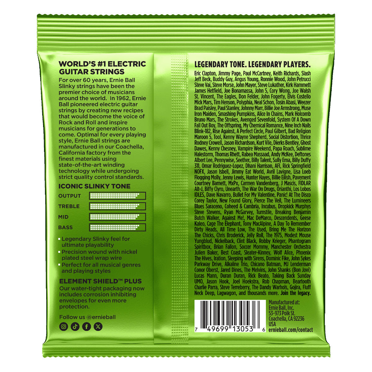 Ernie Ball Titan Slinky Nickel Wound Electric Guitar Strings - 11-56 Gauge
