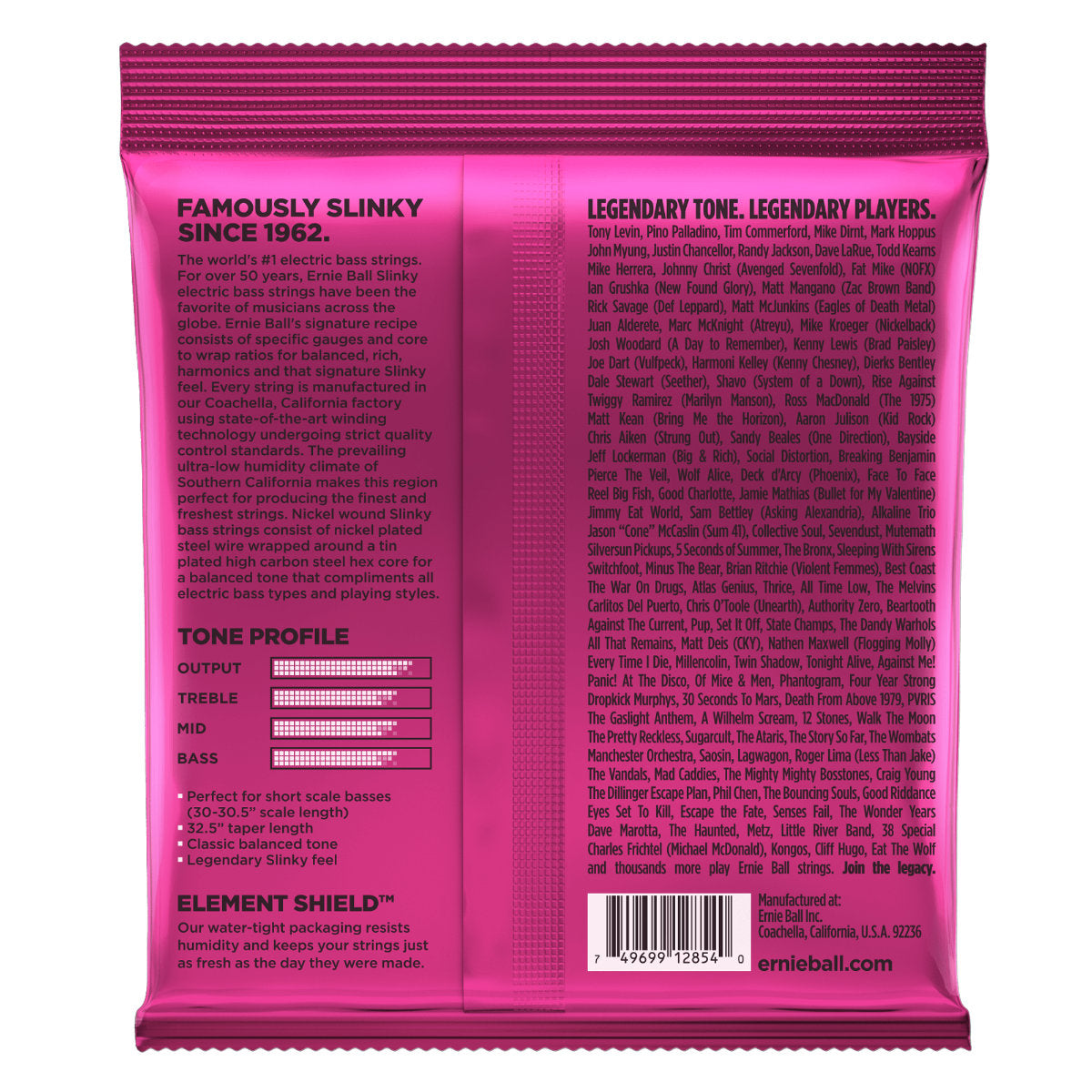 Ernie Ball Super Slinky Nickel Wound Short Scale Electric Bass Strings - 40-100 Gauge