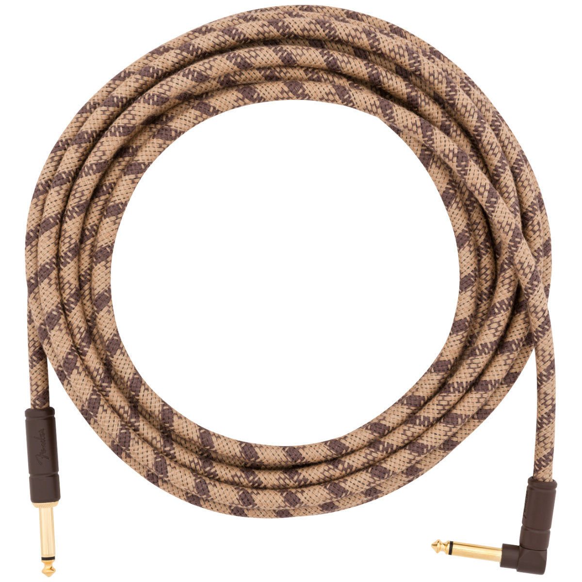 Fender Festival Hemp Instrument Cable - Straight/Angle - 18.6in - Pure Hemp - Brown Stripe