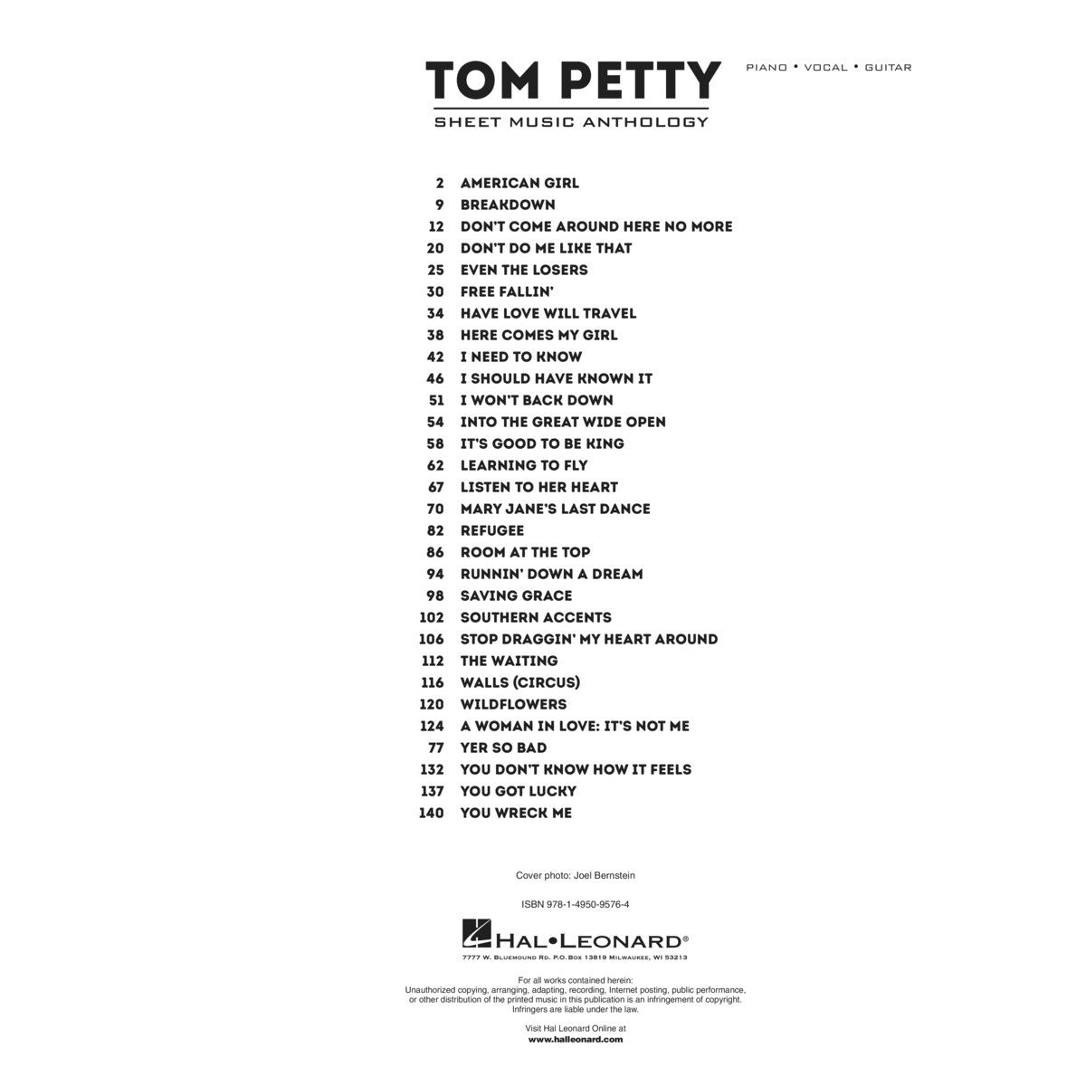 Hal Leonard  Tom Petty Sheet Music Anthology - Piano/Vocal/Guitar Artist Songbook - Softcover - Bananas at Large®