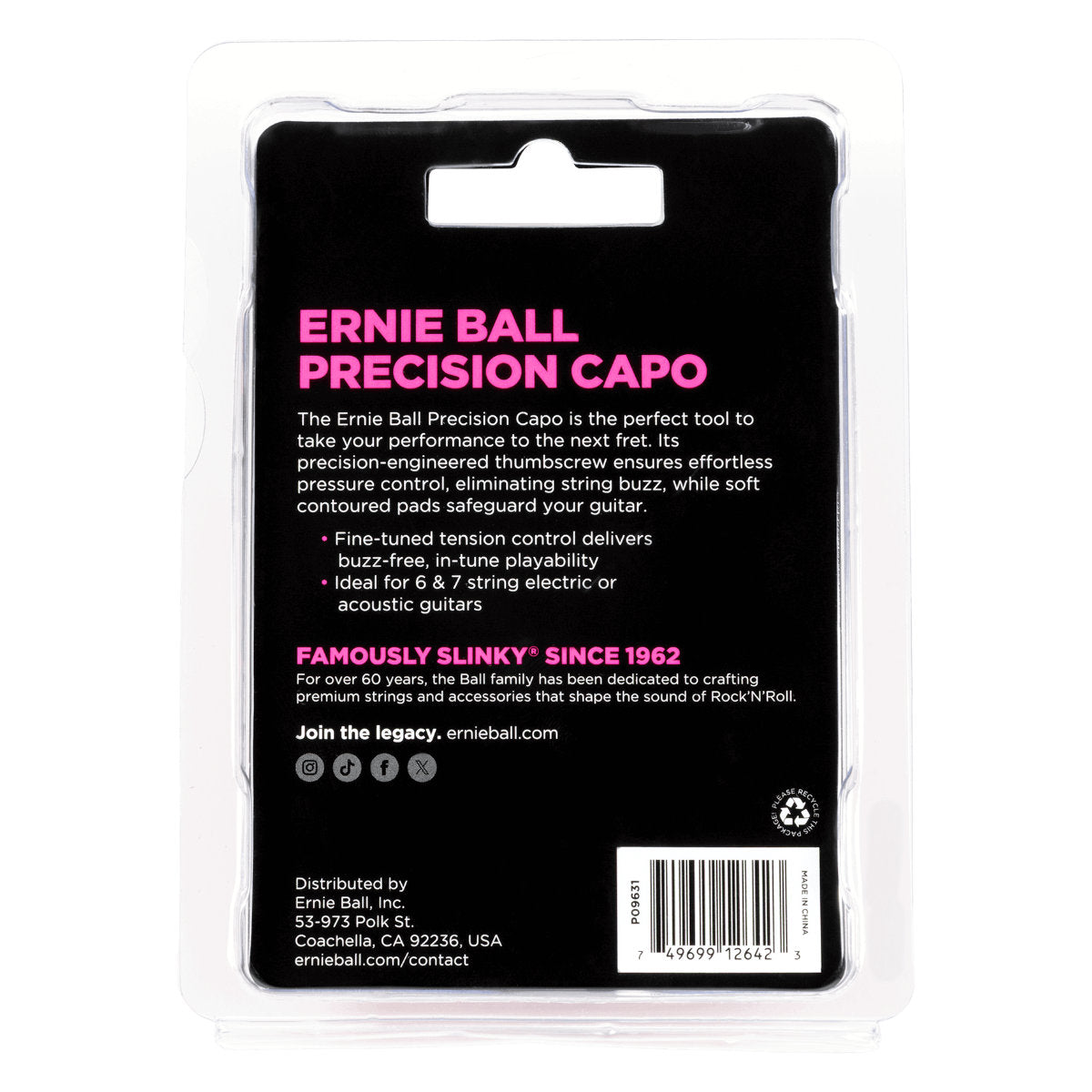 Ernie Ball Precision Capo - Black