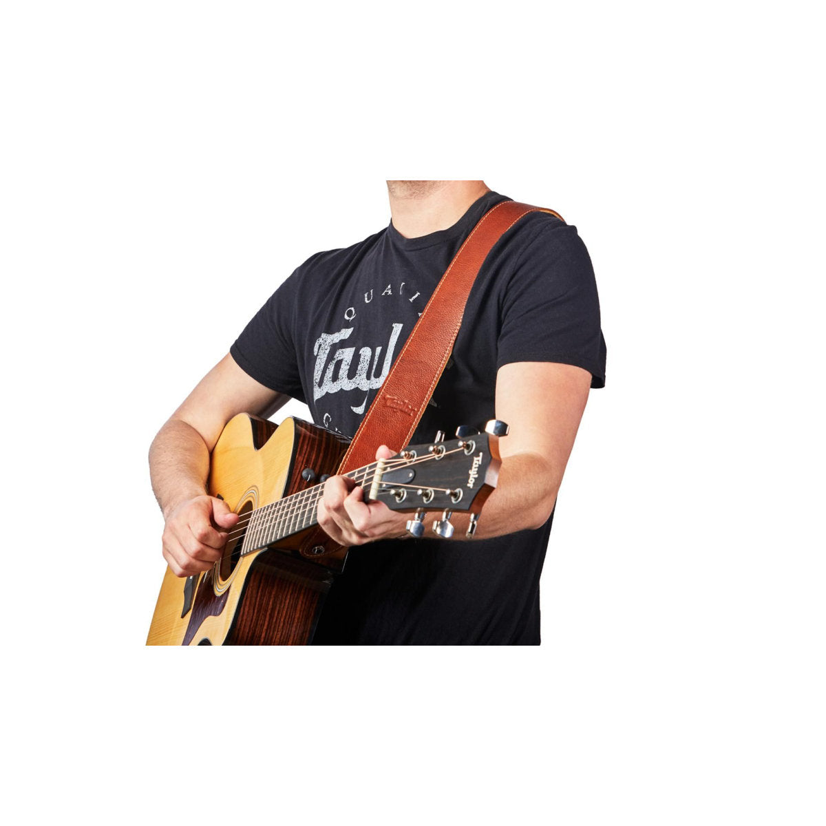 Taylor 2.5" Leather Guitar Strap - Suede Back - Medium Brown