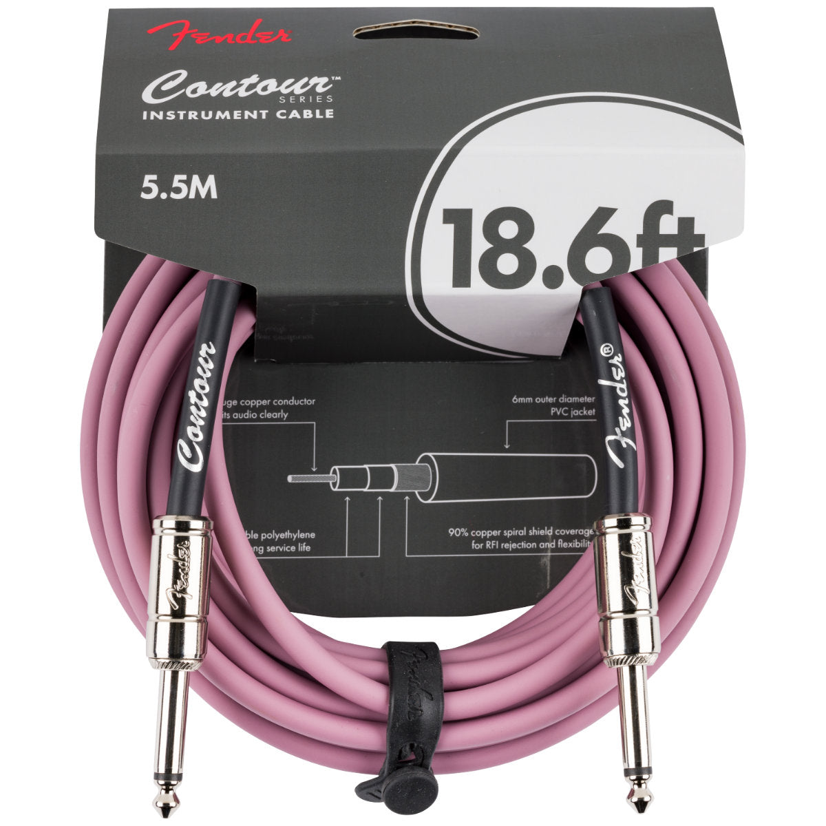 Fender Contour™ Series Instrument Cables - Burgundy Mist - 18.6 ft.