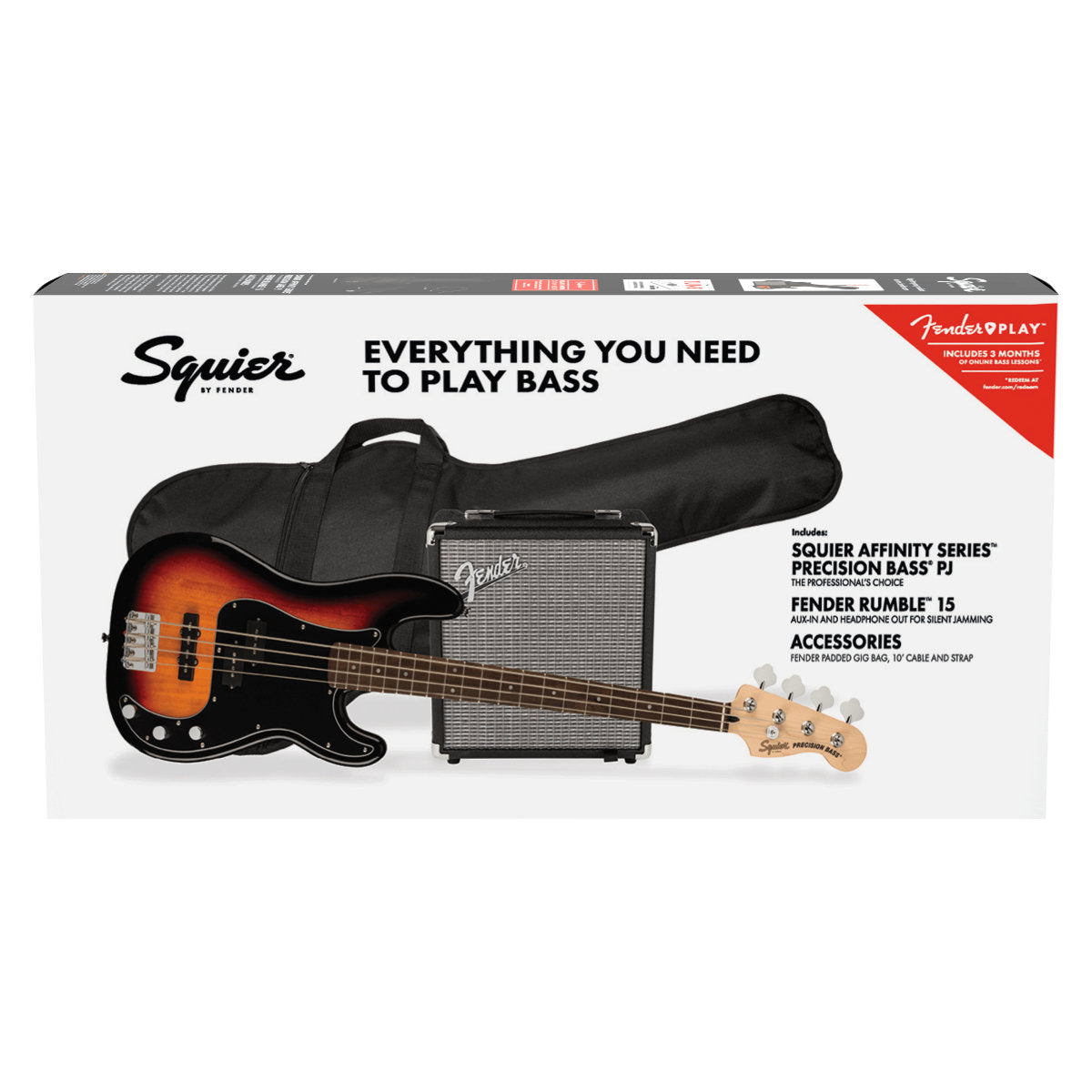 Fender Squier Precision Bass バッグ付き Fender Squier Affinity Precision Bass PJ Pack w/Gig Bag, Rumble 15