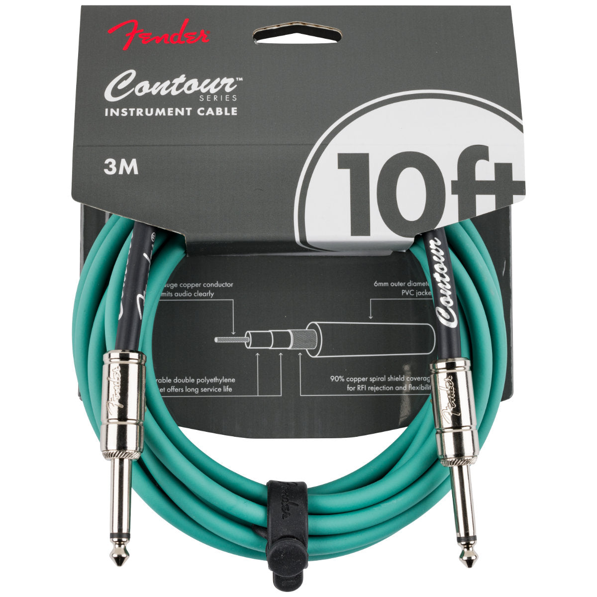 Fender Contour™ Series Instrument Cables - 10ft - Sherwood Green