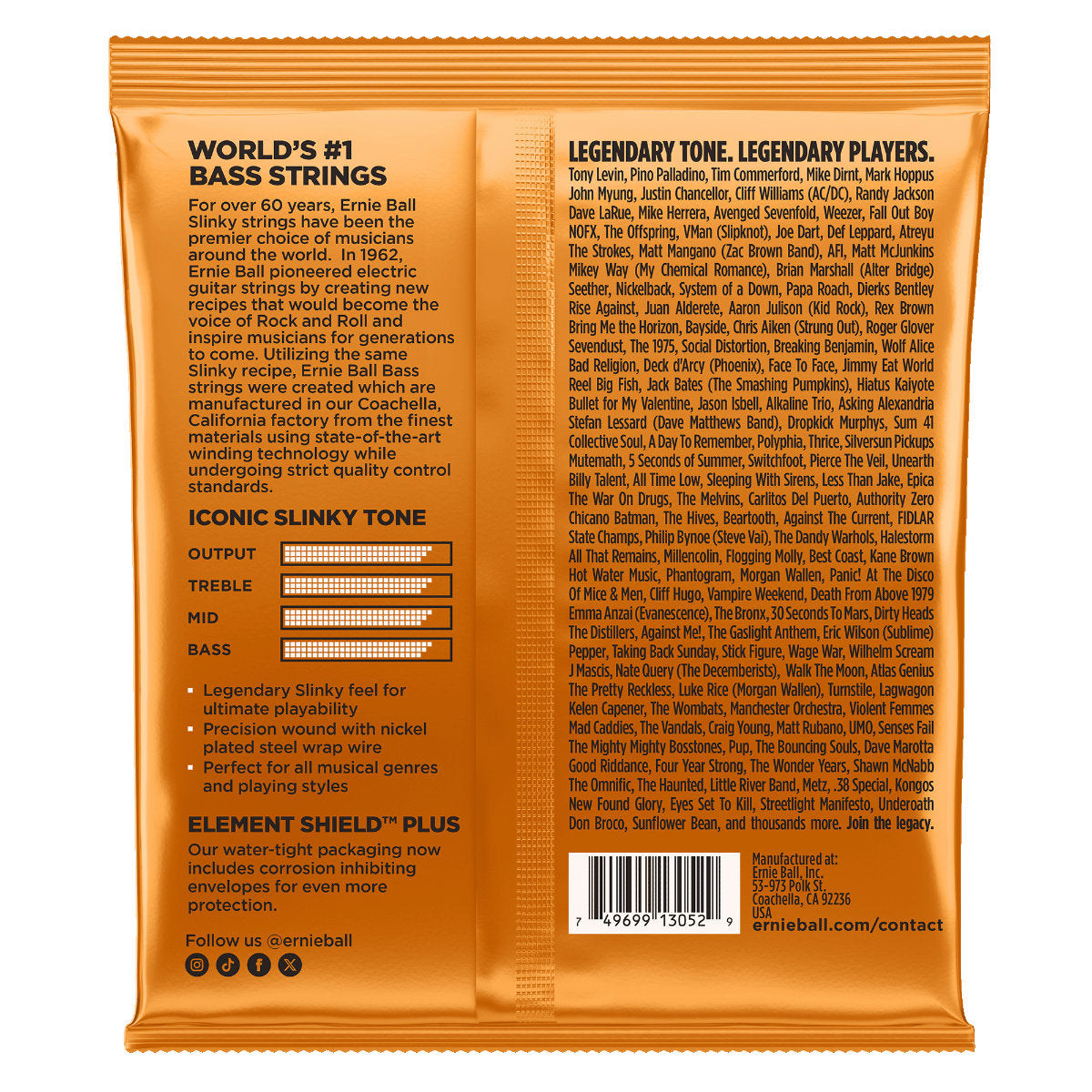 Ernie Ball Hybrid Slinky Nickel Wound 5-String Electric Bass Strings - 45-135 Gauge