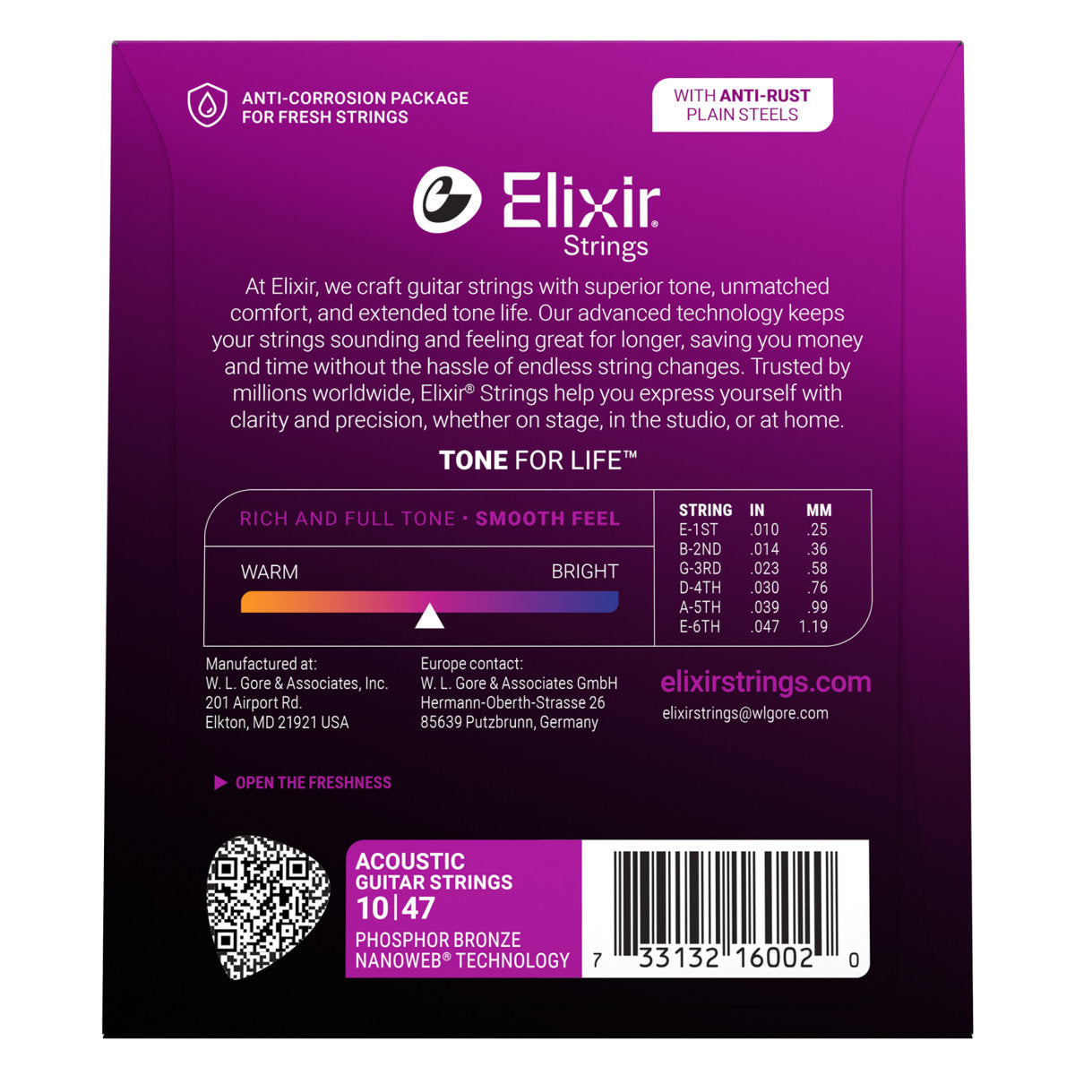 Elixir Strings 16002 Acoustic Guitar Strings Phosphor Bronze w/  Nanoweb Coating - Extra Light 10-47 - Bananas at Large®
