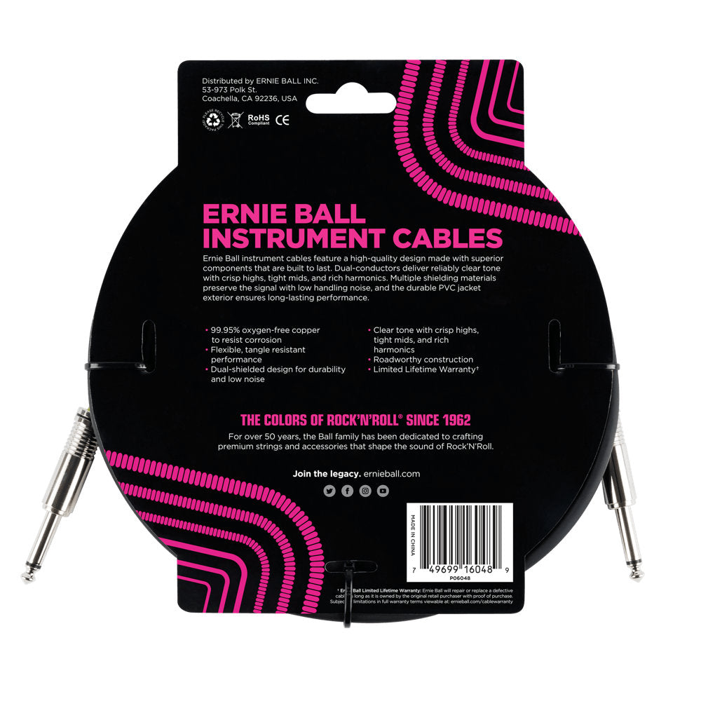 Ernie Ball Classic Instrument Cable - Straight/Straight - 10 ft. - Black