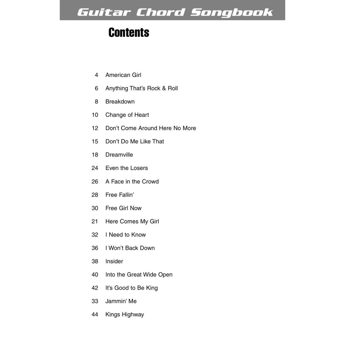 Hal Leonard Tom Petty Guitar Chord Songbook - Softcover - Bananas at Large®