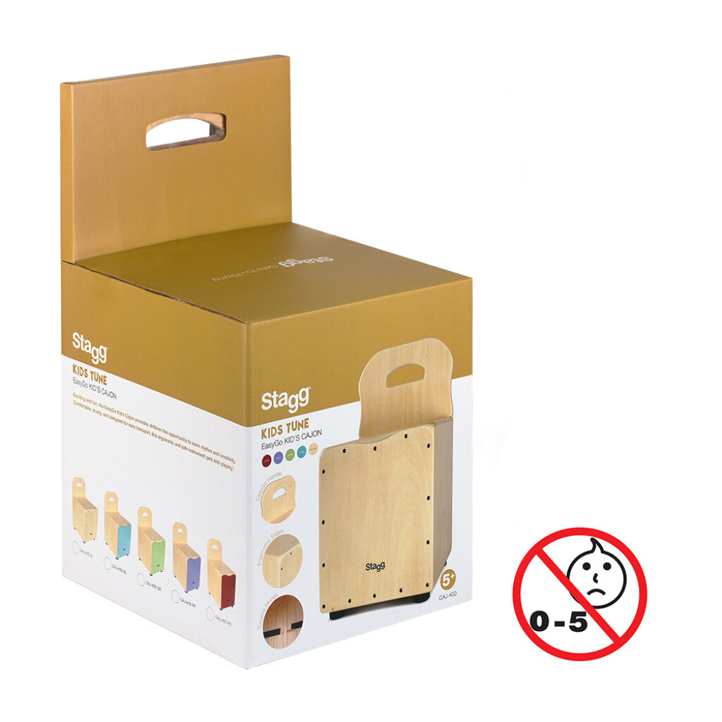 Stagg Basswood Kid's Cajón w/ EasyGo Backrest - Natural-Coloured Front Board - Bananas at Large®
