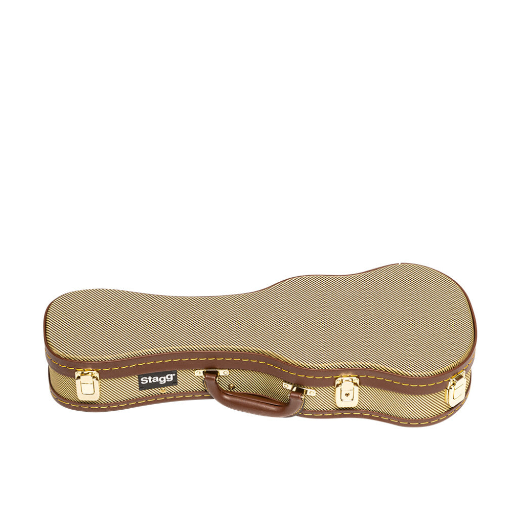 Stagg Vintage-Style Series Deluxe Hardshell Case for Soprano Ukulele - Gold Tweed