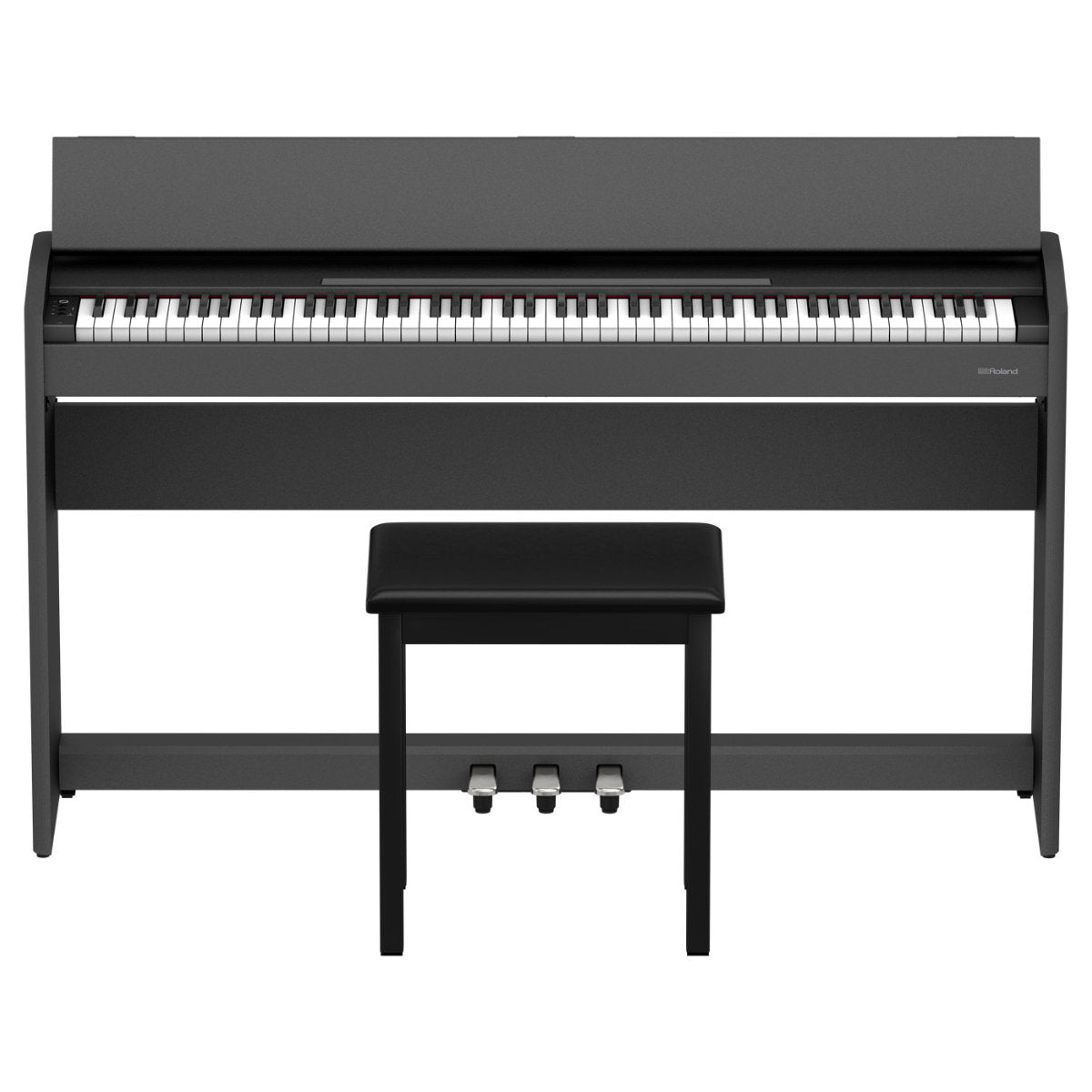 Roland F-107 Digital Upright Piano with Stand, Bench, and Pedals - Black - Bananas at Large®