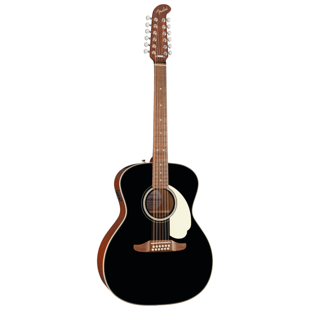 Fender California Deluxe Villager E 12-String Acoustic-Electric Guitar - Ivory Pickguard - Black