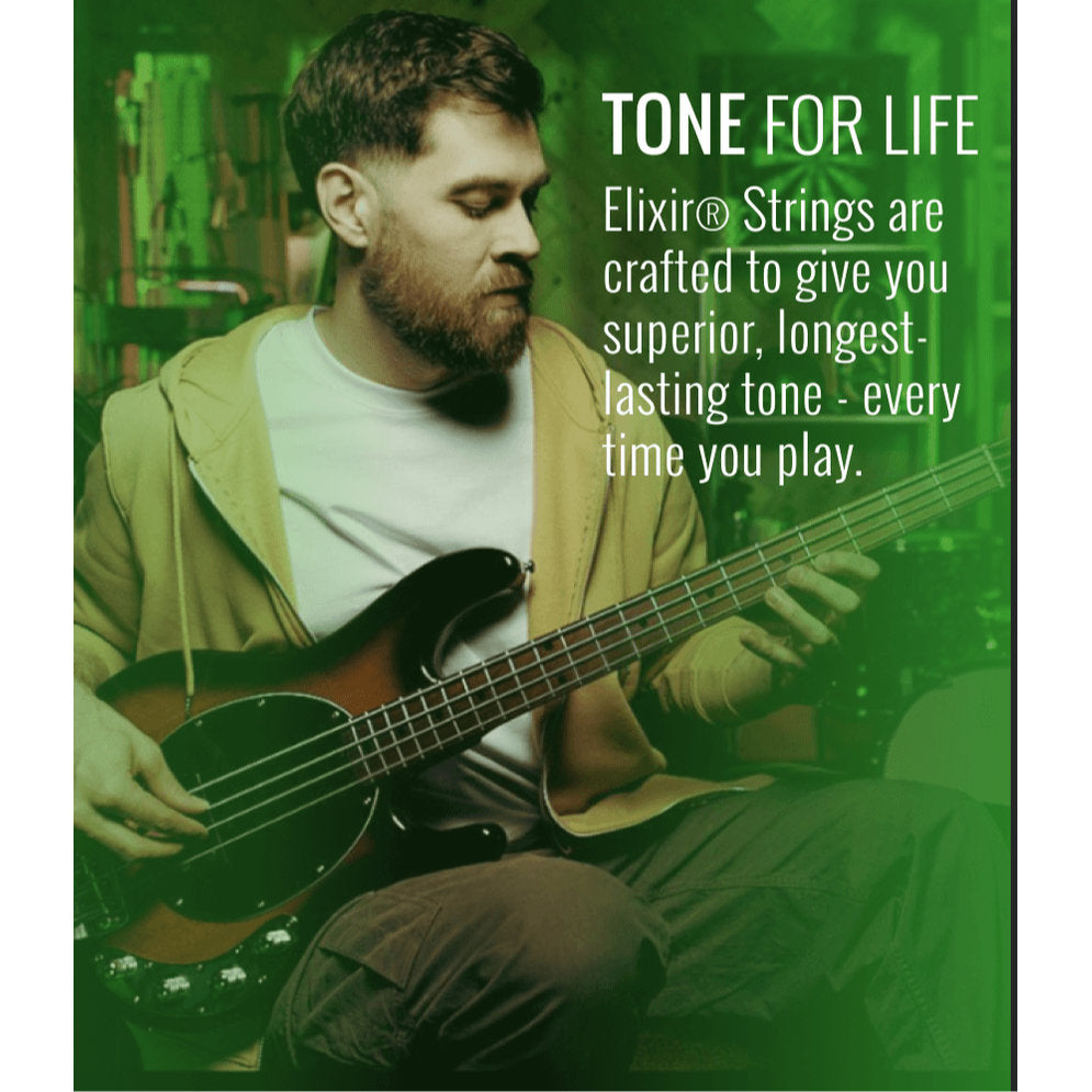 Elixir 80/20 Bronze 4-String Acoustic Long Scale Bass Strings w/ NANOWEB Technology - Light 45-100