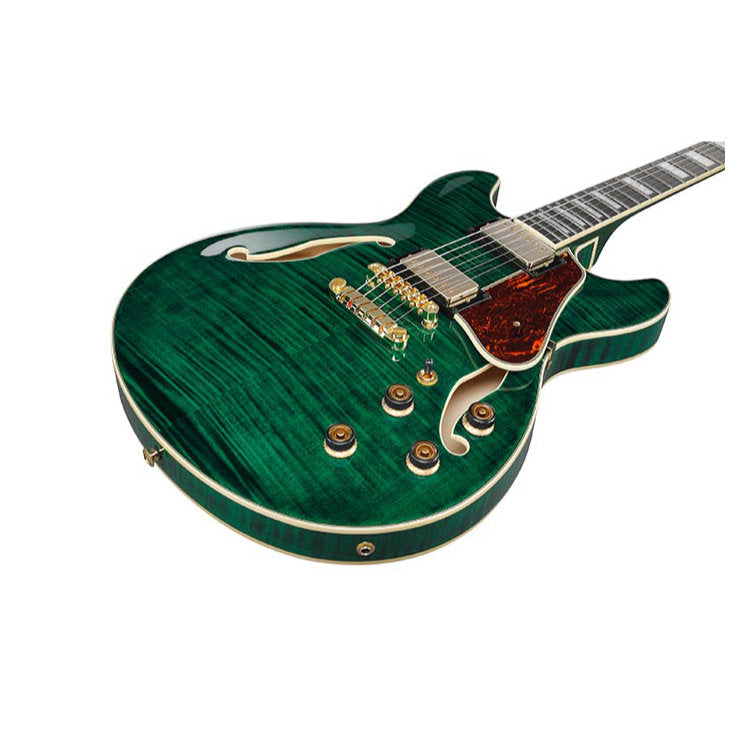 Ibanez AS93FM AS Series Artcore Expressionist Semi-Hollow Electric Guitar - Transparent Moss Green