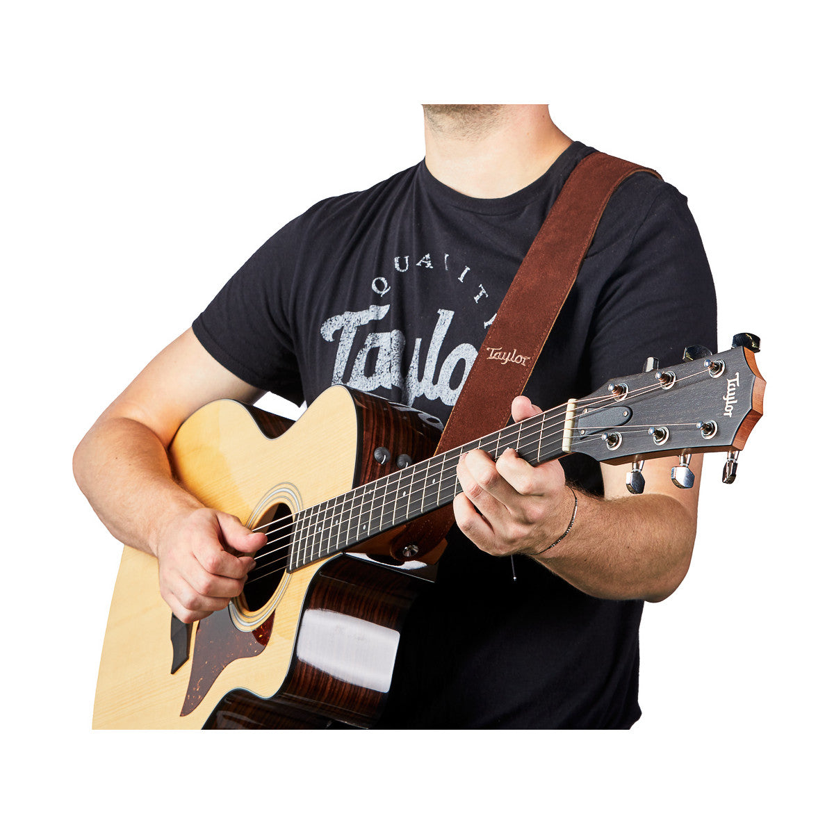 Taylor Embroidered Suede 2.5 in. Guitar Strap - Chocolate Brown - Bananas at Large®