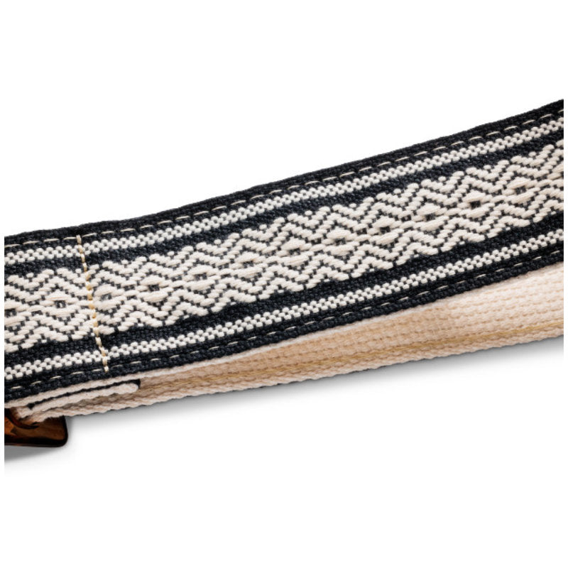 Taylor Academy Strap Jacquard Leather & Cotton Guitar Strap - 2in - White/Black/Amber Buckle - Bananas at Large®