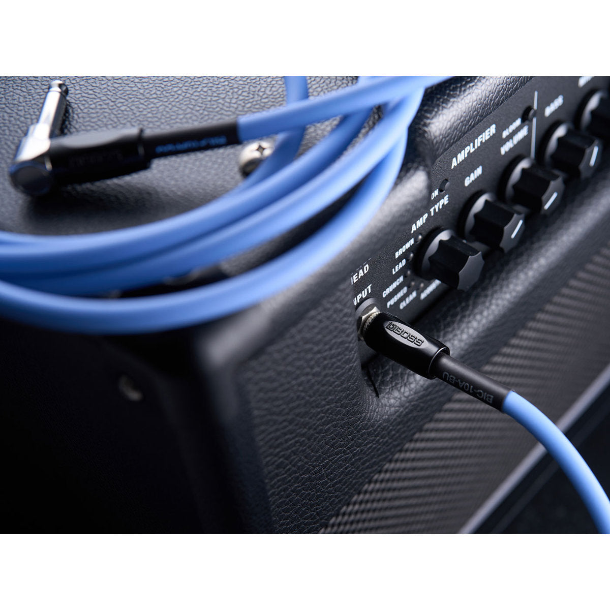 BOSS BIC-10A-BU Instrument Cable - Straight to Angled - Blue - 10ft - Bananas at Large®