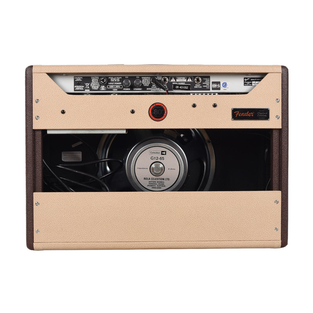 Fender FSR Limited Edition 65 Deluxe Reverb 22w 1x12 Combo Amp w/ G12-65 Speaker - Two-Tone Vanilla/Cocoa