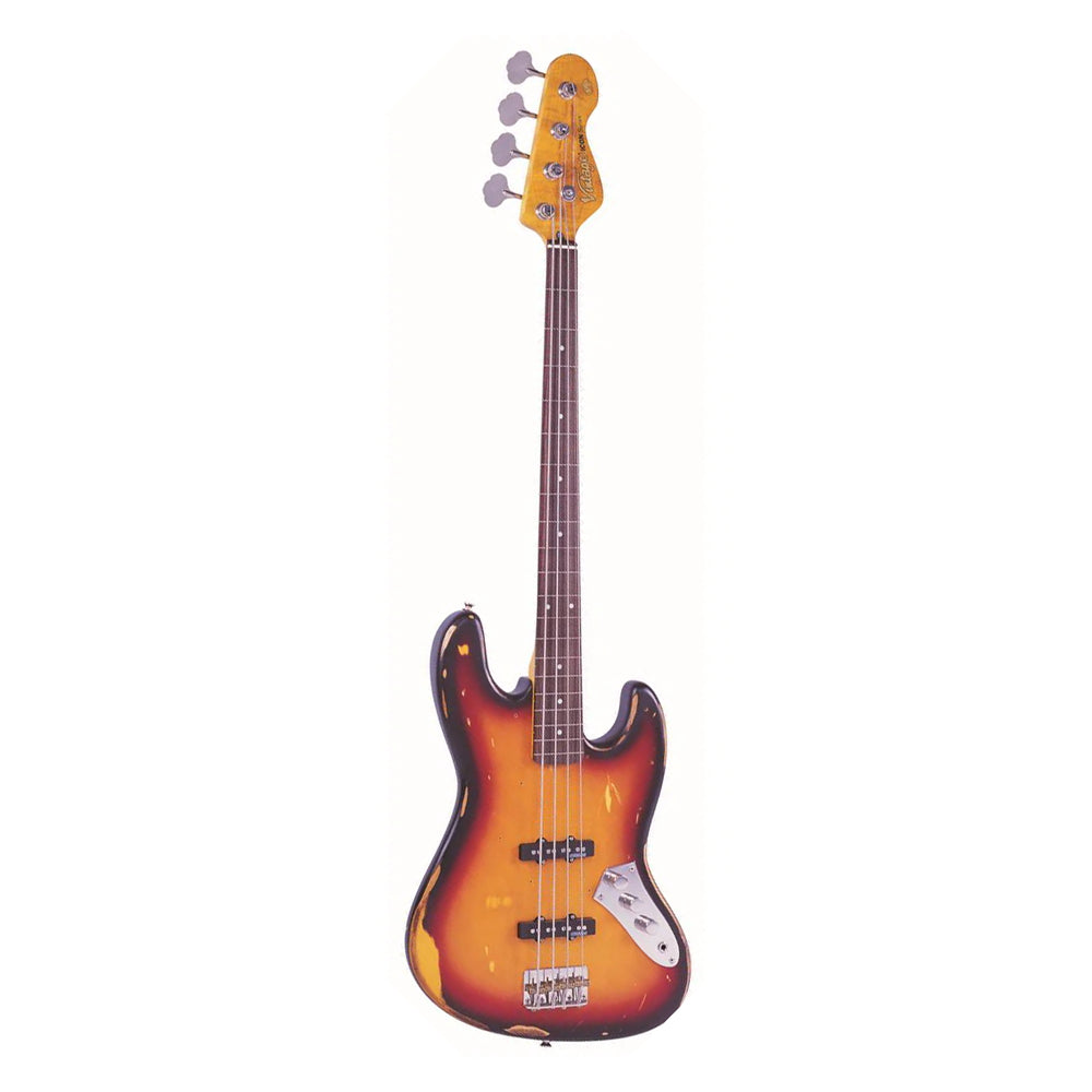 Vintage Guitars V74 ICON Fretless Electric Bass - Sunset Sunburst